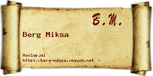 Berg Miksa névjegykártya
